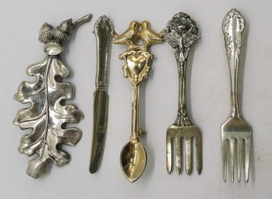 5 Whimsical Sterling Brooches