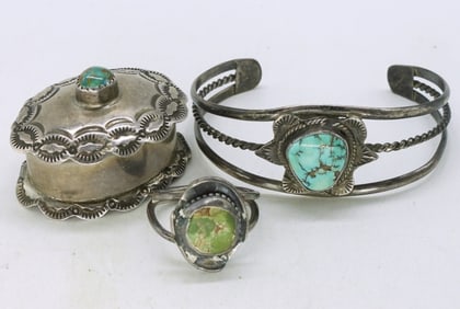 Turquoise 925 Bracelet, Ring & Trinket Box