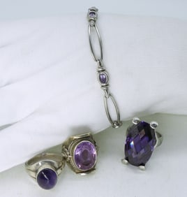 Amethyst 925 Rings & Bracelet