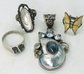 Abalone, Blue Topaz & More 925 Rings