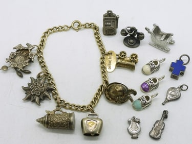 Sterling Charms & Gold Tone Charm Bracelet