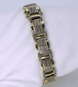 Gold Tone Moissanite Sterling Bracelet