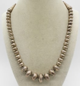 Graduated Sterling Beaded Necklace