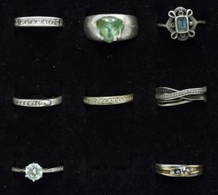 8 Rings, Moissanite, Diamond, Simulated