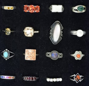 16 Sterling Gemstone Fashion Rings
