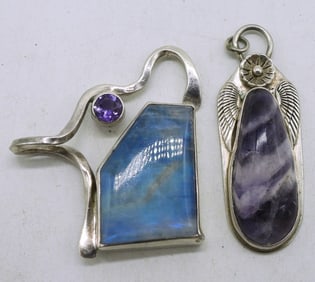 Moonstone & Amethyst Sterling Pendants