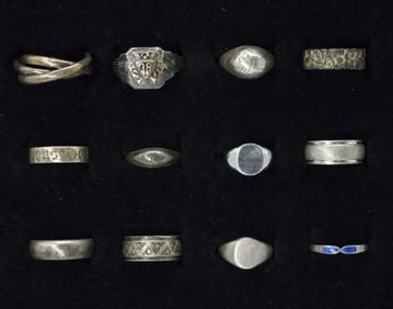 12 Vintage Sterling Rings - Variety