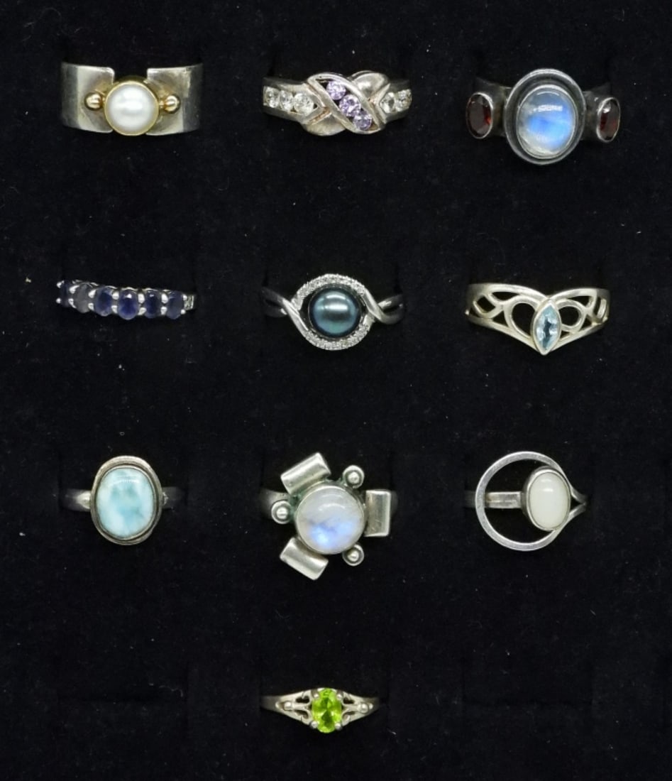 9 Sterling Rings, Larimar, Moonstone & More (1 of 2)