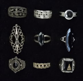 9 Sterling Rings - Black Onyx & Hematite