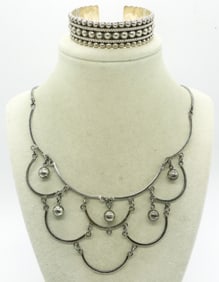Taxco Sterling Bracelet & Fashion Necklace