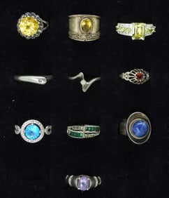 10 Sterling Gemstone Rings