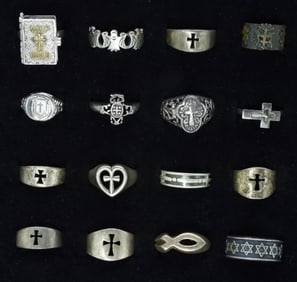 16 Sterling Mixed Religious Rings