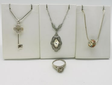 Art Deco 925 Necklace, Diamond Ring & More