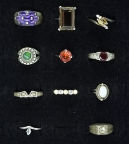 11 Gemstone Sterling Fashion Rings