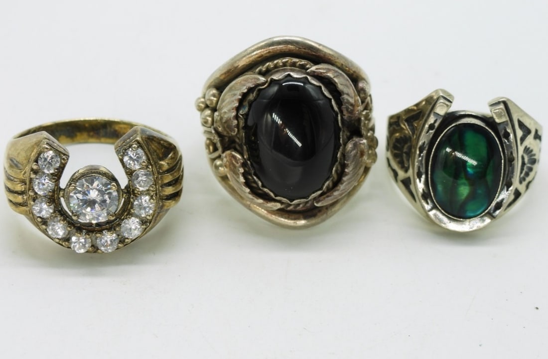 3 Sterling Men's Rings - Black Onyx (1 of 2)