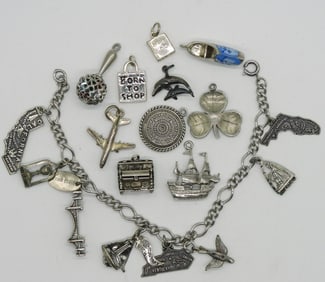 Vintage Sterling Charm Bracelet  Charms