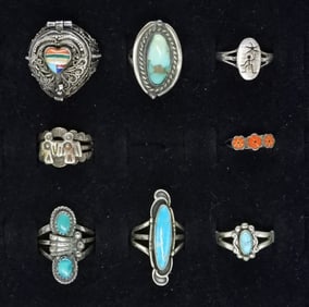 8 Sterling Turquoise Rings