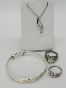 Simulated Diamond Necklace Ring Set +