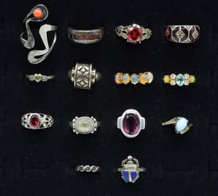 14 Sterling Fashion Gemstone Rings