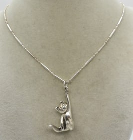 Sterling Cat Pendant on 20" Chain