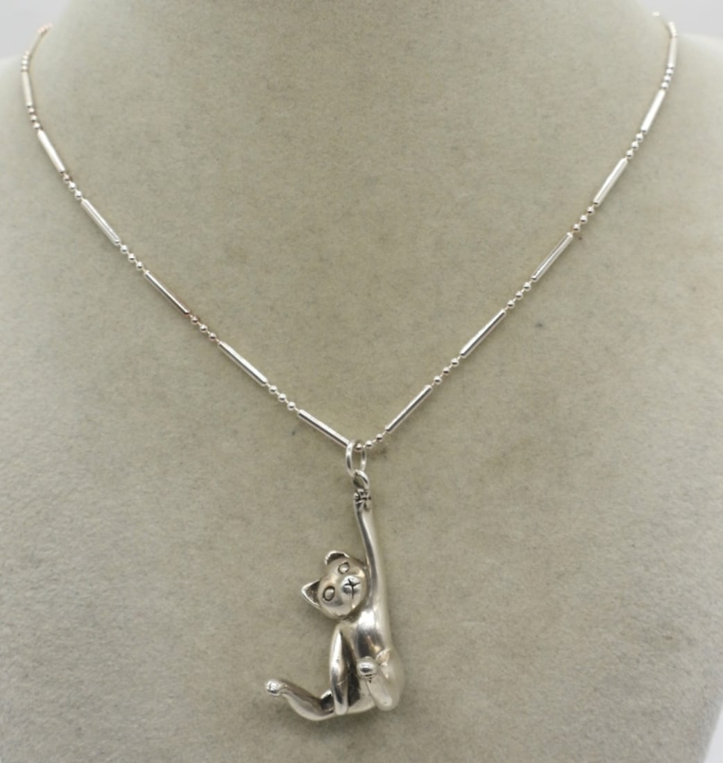 Sterling Cat Pendant on 20" Chain (1 of 2)