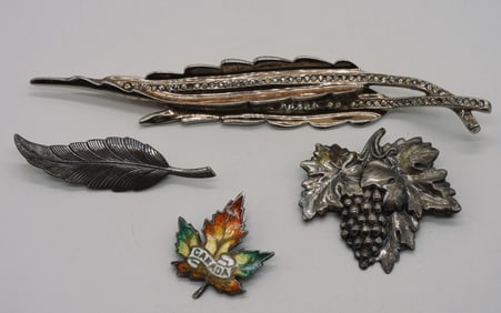 Four Vintage Sterling Brooches