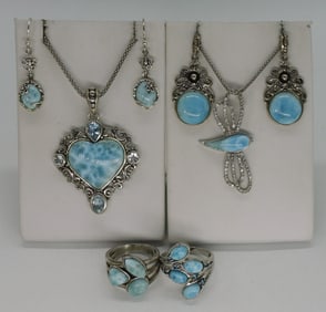 6 Larimar Sterling Pieces of Jewelry