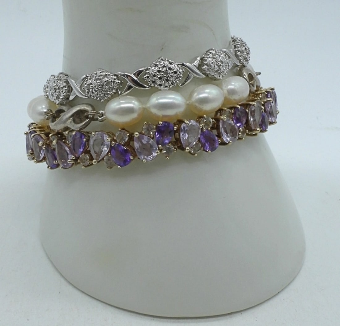 3 Sterling Fashion Gemstone Bracelets (1 of 3)