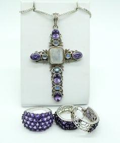 Amethyst &  Moonstone 925 Cross & More