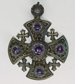 Sterling Jerusalem Cross with Amethyst
