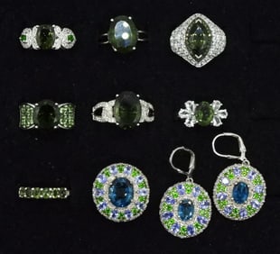 Unidentified Green Gemstone Sterling Jewelry