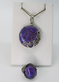 Purple Copper Turquoise Sterling Set