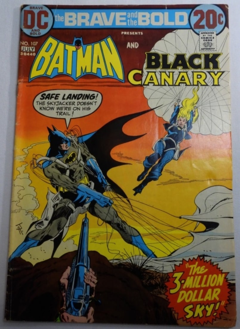 Number 107 Batman and Black Canary: 1973 "The 3-million dollar sky!"