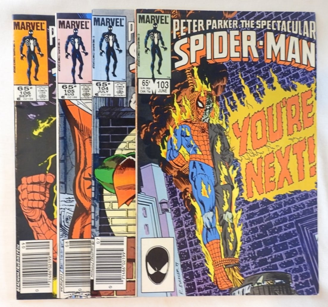 The Spectacular Spider-Man #103-106: 4 1980s Peter Parker The Spectacular Spider-Man, #103-106, G-VG