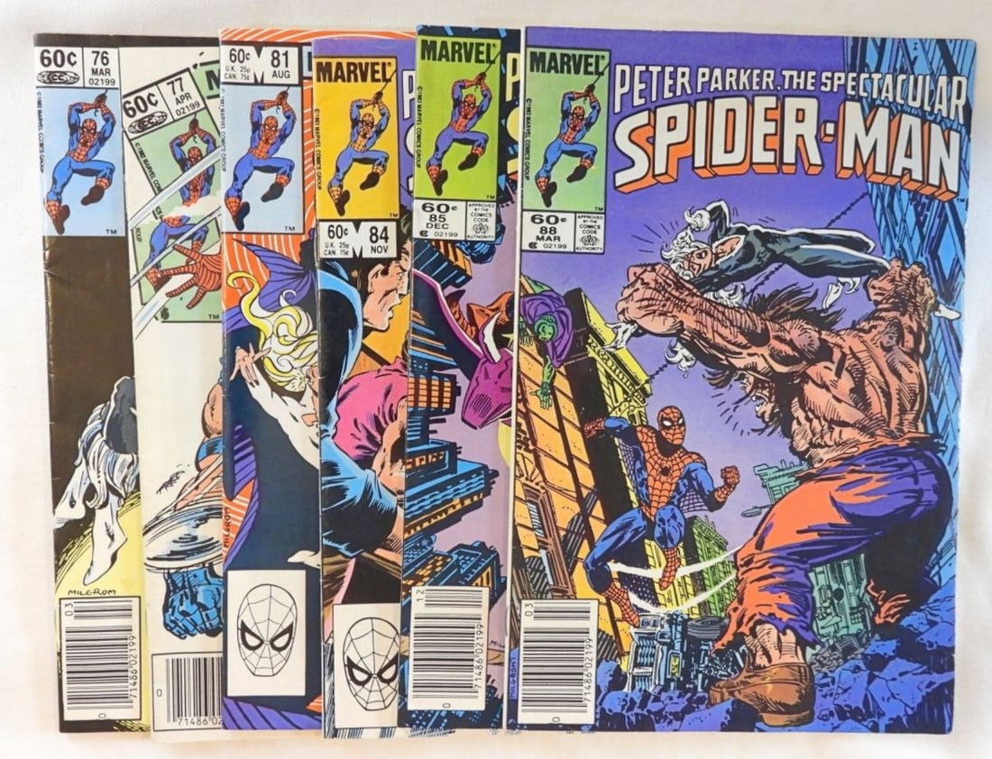 The Spectacular Spider-Man Lot Of 5: 5 Spider-Man from the 1980s, #76, 78, 84, 85, and 88, G-VG