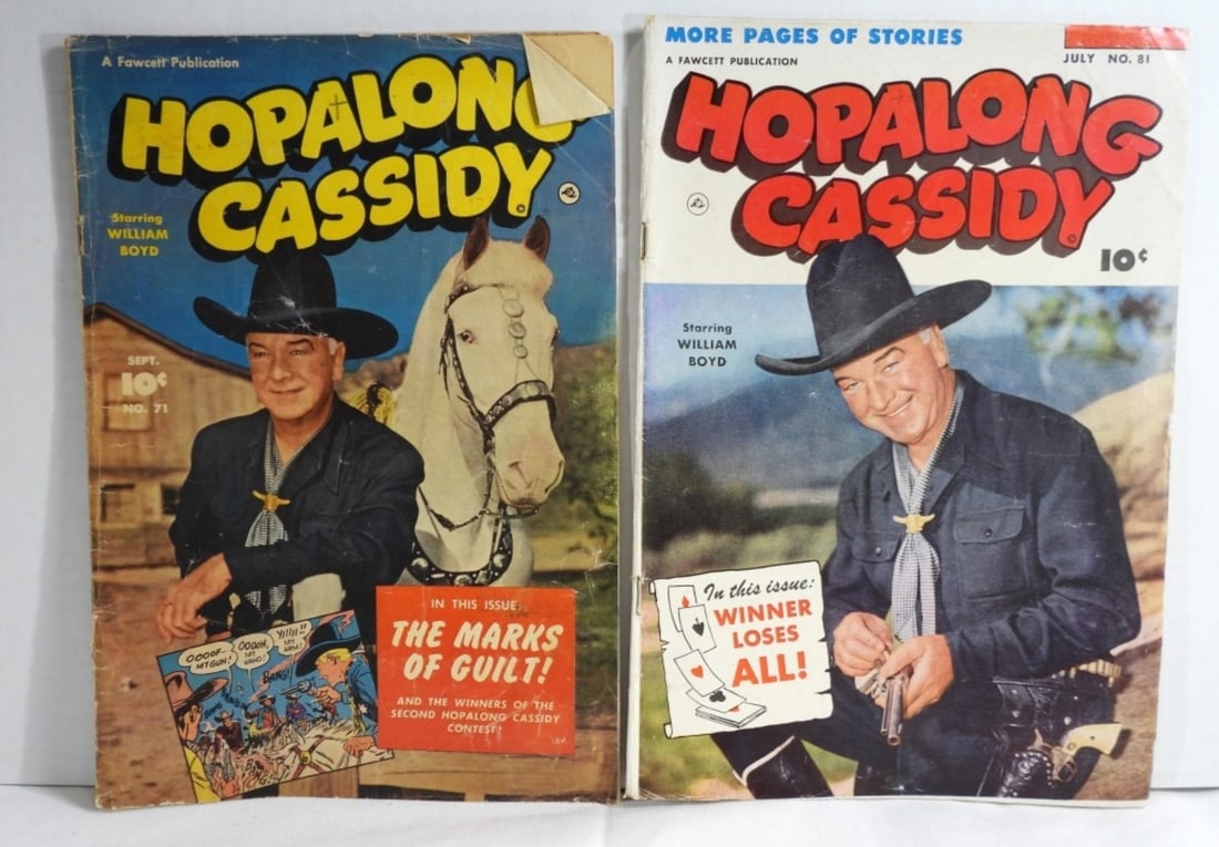(2) 1950's Hopalong Cassidy #71 and #81: G/VG A Fawcett Publication