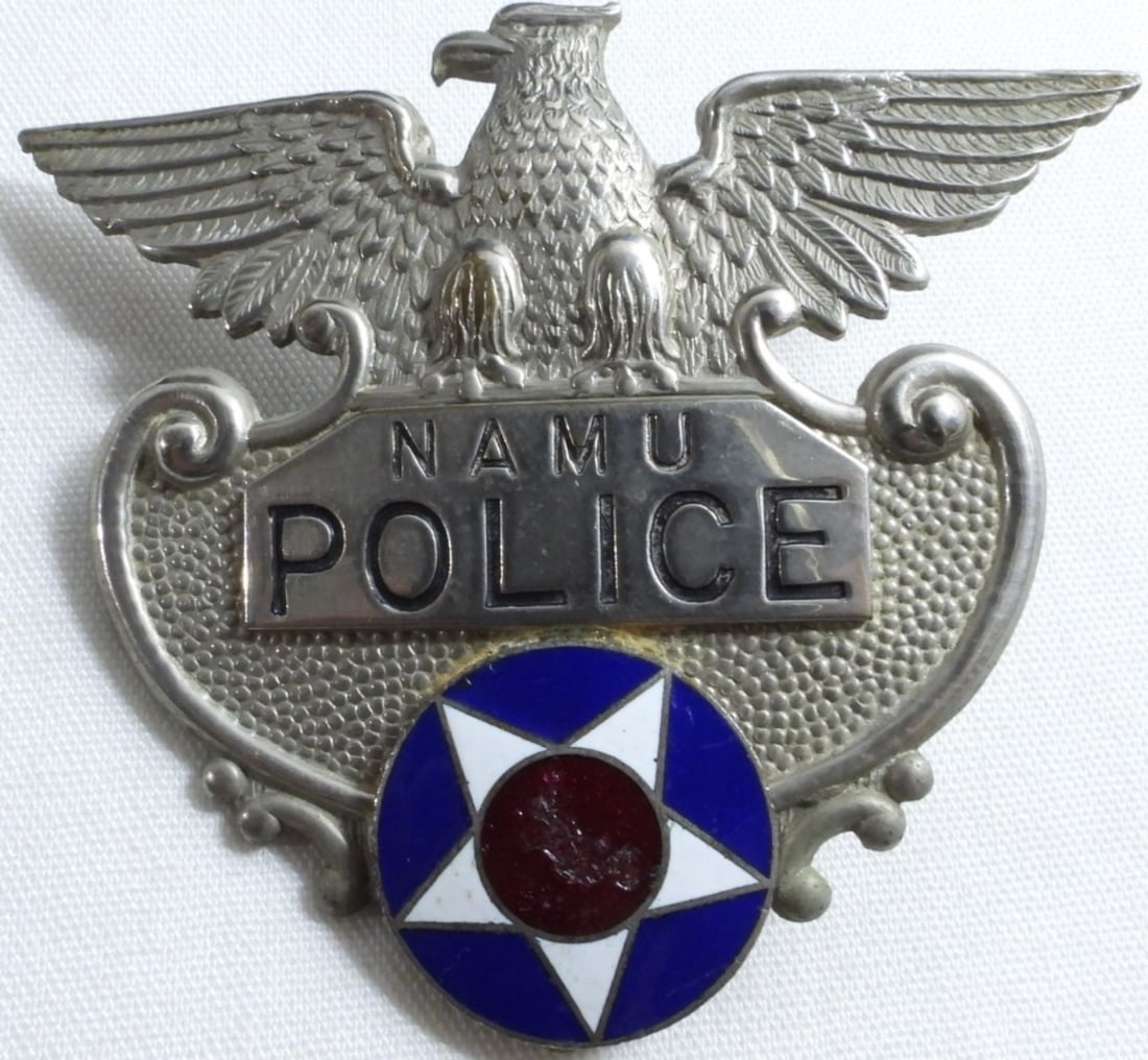 Namu Police Hat Top: Silver Tone Eagle