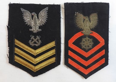 2 U.S. Navy Bullion Rank Patches