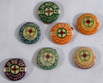 7-'39&'40 B.M.W.E. Railroad Workers Union Due Pins