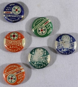6-'48& '49 B.M.W.E. Railroad Worker Union Due Pins