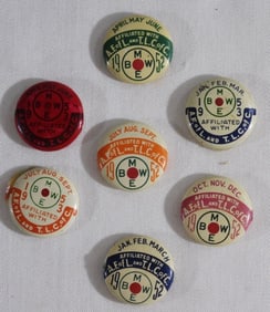 7-'52 &'53 B.M.W.E. Railroad Worker Union Due Pins