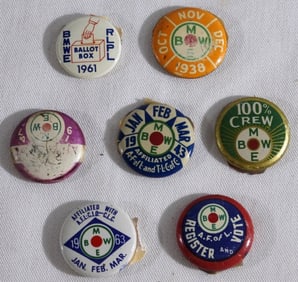 7- Mixed B.M.W.E. Railroad Worker Union Pins