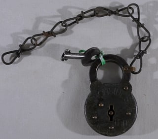 Corbin Ironside Six Lever Padlock Key Chain & Key