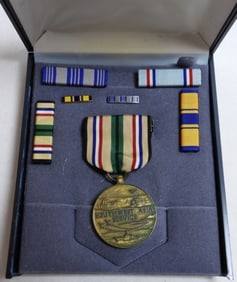 Southwest Asia Service Pin And (6) Ribbons