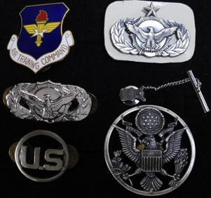 (6) Mixed Lot of Air Force Pins And Hat Device