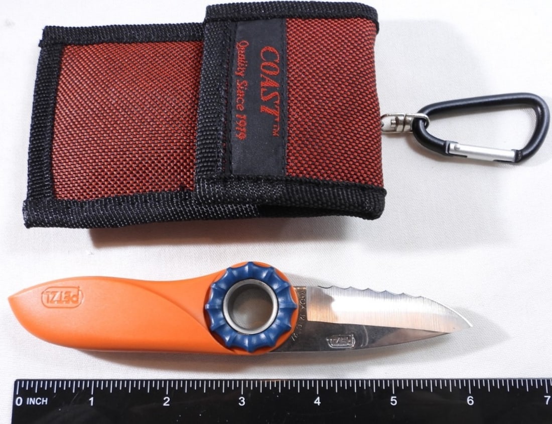 Petzl Folding Pocket Knife With Sheath: Like New INOX 12 C 27