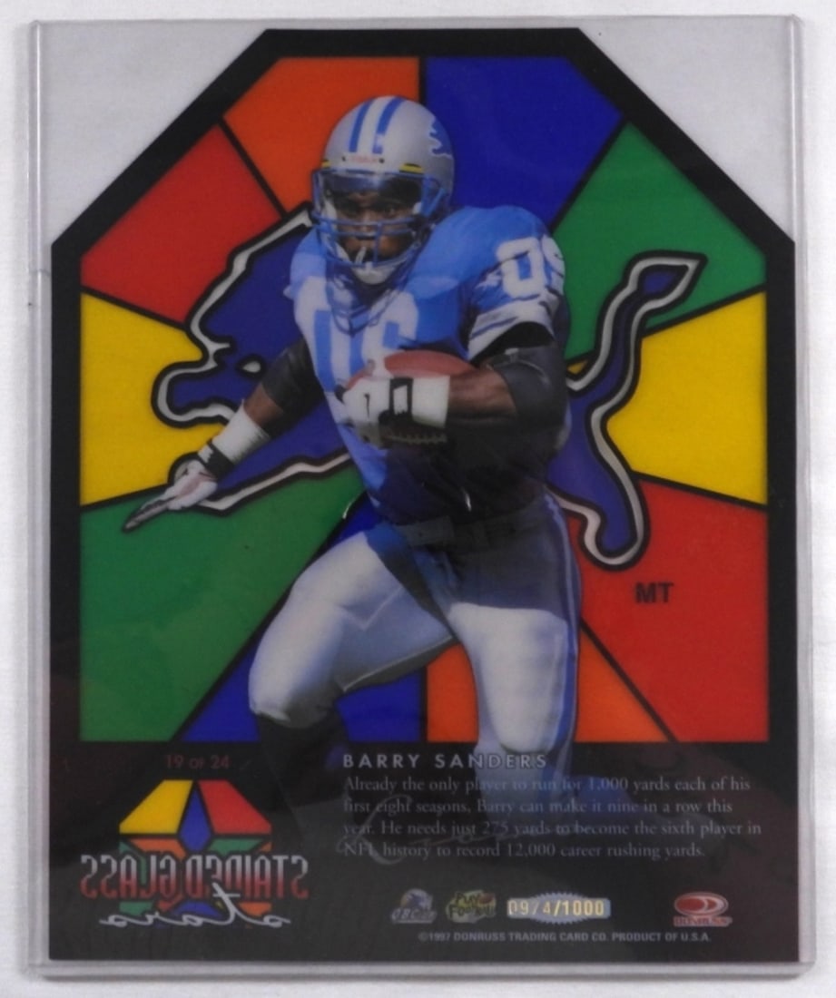 Barry Sanders From The Detroit Lions: Stained Glass Stars 8X10 Doruss Studio