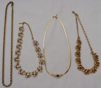 4 Gold-Tone Necklaces