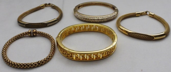 5 Gold-Tone Bracelets