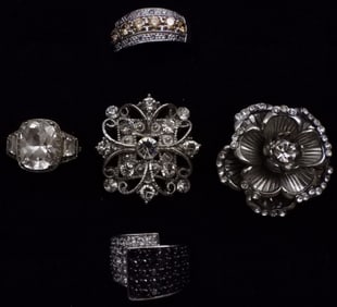 5 Silver-Tone Rings